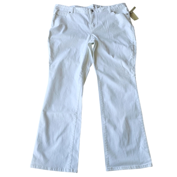 Michael Kors NWT White Cotton Twill Denim Women's Bootcut Pants - Plus Size 20W - Picture 1 of 12
